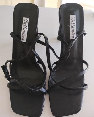 Sandali Neri  Listini Sottili Incrociati nr.39