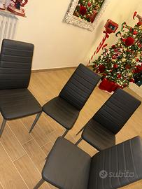 4 Sedie Ecopelle Grigio Antracite Nuove