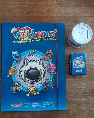 Raccoglitore, carte, figurine e salvadanaio 