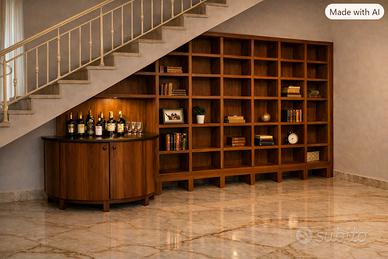 Libreria e mobile bar in noce trattabile