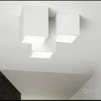 Plafoniera cubo in gesso 3 luci led