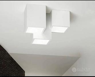 Plafoniera cubo in gesso 3 luci led