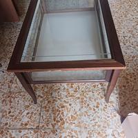 tavolino stile liberty vetro legno apribile