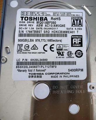 Hdd per Notebook 2.5" 500 Gb