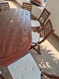 Tavol legno + 8 sedie Applaro IKEA + cuscini 