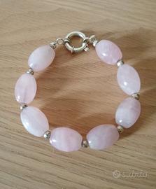 Bracciale Argento 925 & Quarzo Rosa