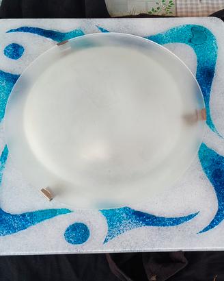 plafoniera in vetro con 2 luci