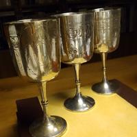 Antichi calici coppe in ottone placcati argento