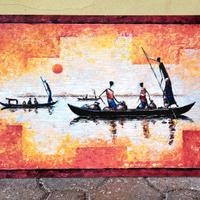 Stampa su legno con motivo etnico/africano