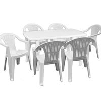 Kit tavolo+sedie+sdraio da giardino in plastica