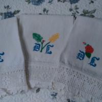 Asciugamani viso tela antica dipinti a mano bordi