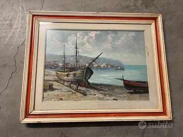 Olio su tela barca misure cm 50x70