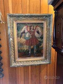 Antico Dipinto "Angelo Archibugiere" - Scuola di C