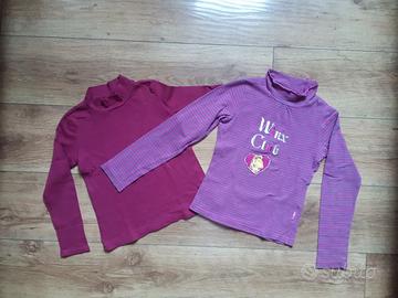 2 magliette dolcevita collo alto bambina 7-8 anni