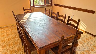 Tavolo in legno massiccio 250x120 con sedie HP