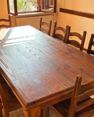 Tavolo in legno massiccio 250x120 con sedie HP