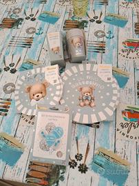 kit battesimo bicchieri piatti palloncini festone 
