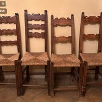 Set 4 sedie in legno antico