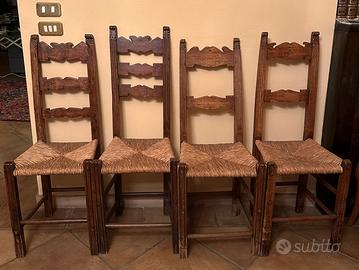 Set 4 sedie in legno antico