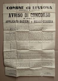 manifesto avviso di concorso 1934 comune di lesson