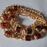 Collana catene oro barilotti ambra Sarah Coventry
