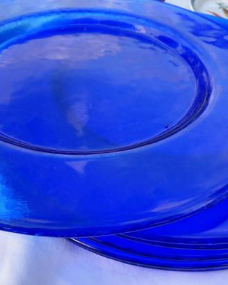Set sottopiatti in vetro blu cobalto