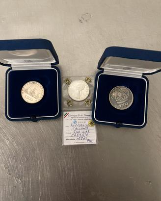 3 monete lire argento fdc