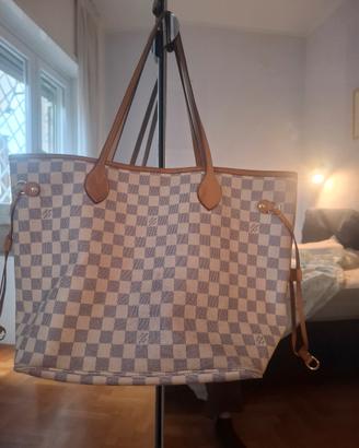 louis vuitton neverfull damier azur mm 