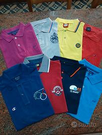 Lotto di 8 Polo T-shirt Uomo, set mix Brand, tg. M
