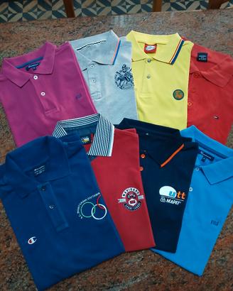 Lotto di 8 Polo T-shirt Uomo, set mix Brand, tg. M