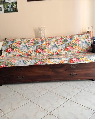 Divano letto legno-Divani Lux -Divano finta Pelle