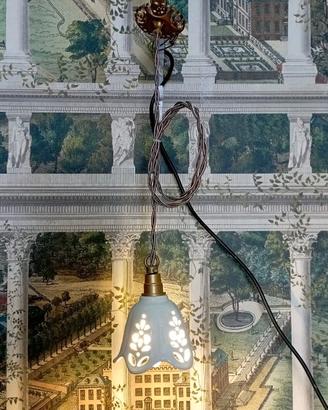 Lampadario cupolina in ceramica traforata -NUOVO