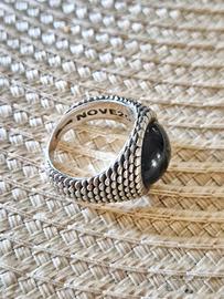 Anello Nove25 in Argento con Pietra Nera (Onice) 