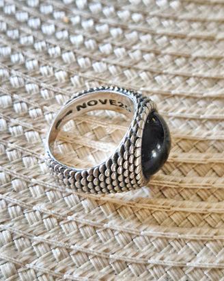 Anello Nove25 in Argento con Pietra Nera (Onice) 