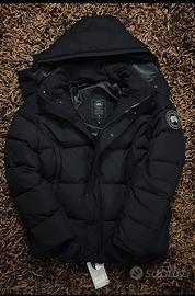 Giubbino nero puffer con pelliccia