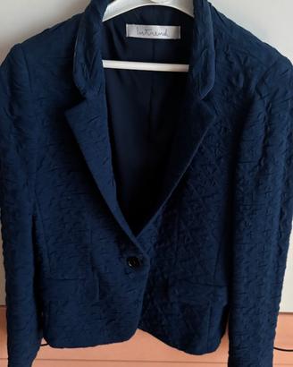 Giacca blue Intrend di tessuto operato