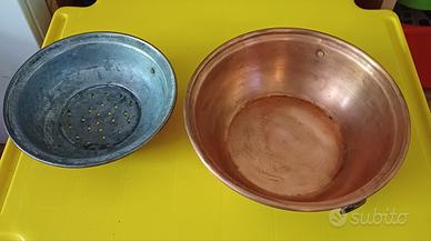 Set Vintage Rame per Marmellate - Paiolo + Passino