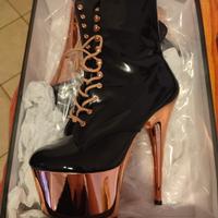 scarpe con tacco pleaser taglia 41 oro rosa e nero