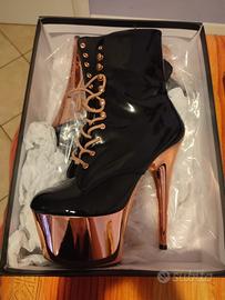 scarpe con tacco pleaser taglia 41 oro rosa e nero