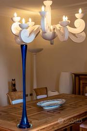 Raro Vaso Soliflore  in Cristallo Blu Cobalto