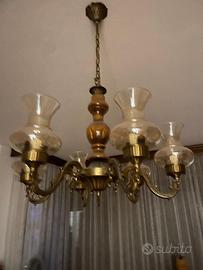 Lampadari 5 in legno e vetro