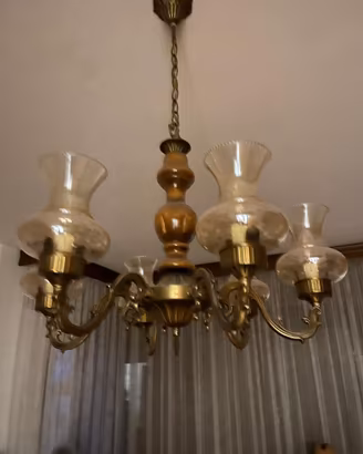Lampadari 5 in legno e vetro