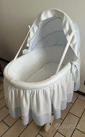 🍼 Culla bianca e azzurra con ruote