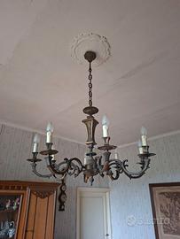 Lampadario in ottone bronzato 8 luci