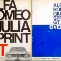 ALFA ROMEO GIULIA SPRINT GT USO E MANUTENZIONE '66