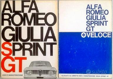 ALFA ROMEO GIULIA SPRINT GT USO E MANUTENZIONE '66