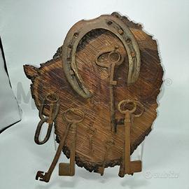 ANTICO APPENDINO PORTA FORTUNA FERRO CAVALLO CHIAV