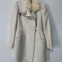 Cappotto PINKO Bianco Panna con Collo in Pelliccia