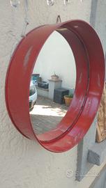 specchio rotondo metallo vintage rosso