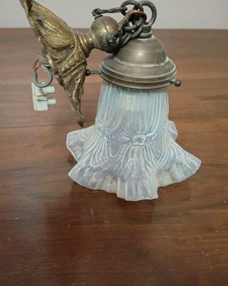 Lampadario Sospensione Liberty Antico 1900 Ottone